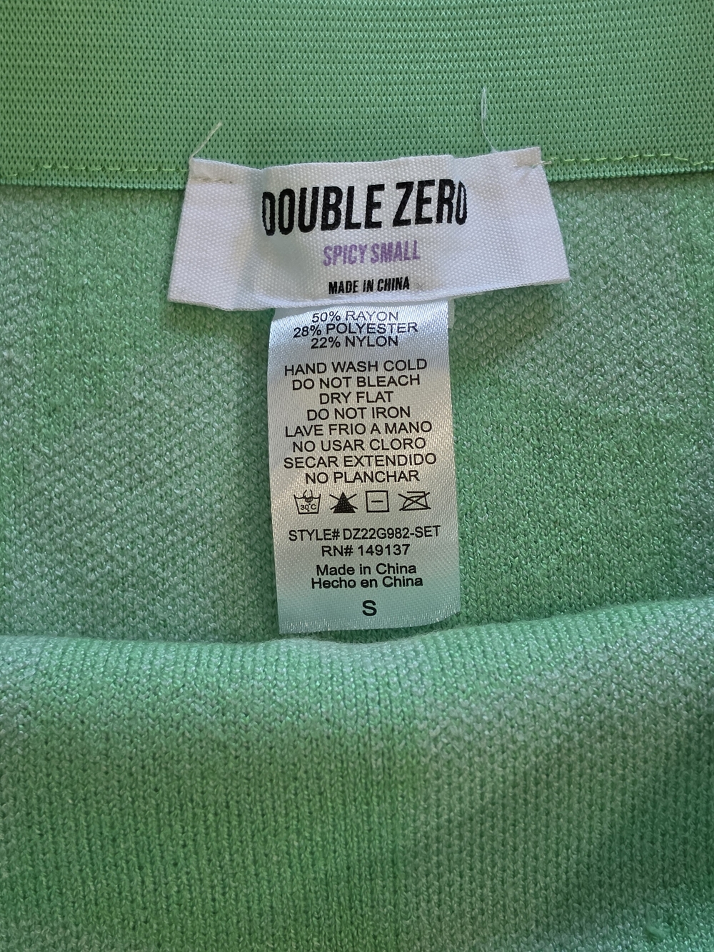 Double Zero Mint Green & White Checker Knit Mini Skort - Picture 3 of 3